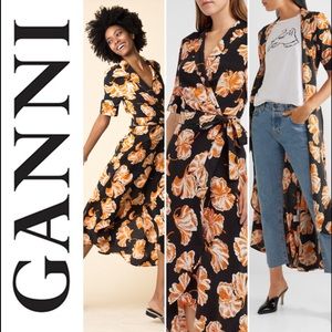 EUC Geroux silk floral crepe de chine wrap dress 6